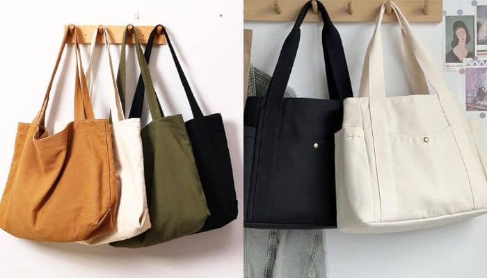 Sunsa handtassen voor dames. Tas gemaakt van canvas & leer. Grijze duurzame schoudertas. Vintage polstasje met veel vakken. Grote kopers… Inkopen via de online groothandel