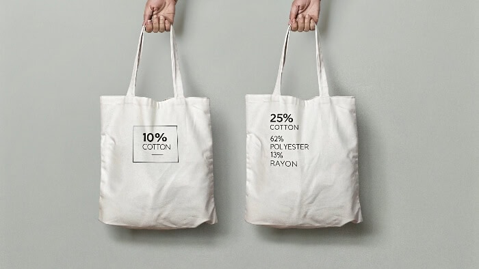 100% cotton tote bag and cotton blend tote bag