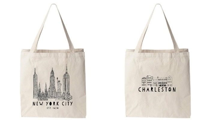 organic printed cotton tote bags