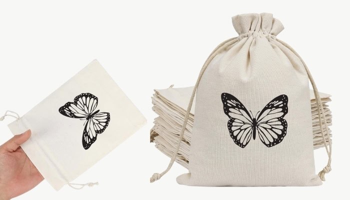 screen printed canvas drawstring bags