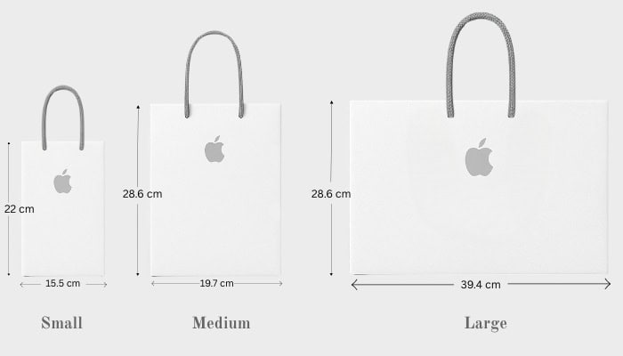 apple paper bags' sizes