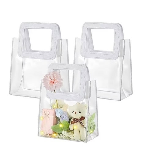 Clear PVC gift bags with handles