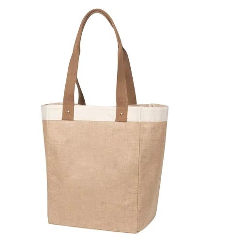 Sacs cabas en jute avec poignées en cuir